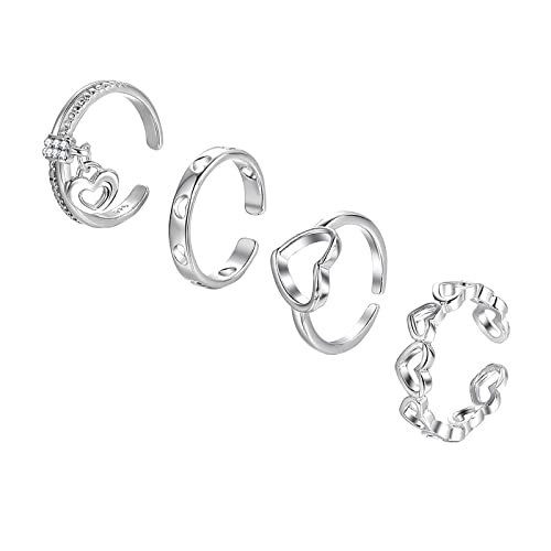 Damen Echtschmuck Ring Edelstahl Kreativer hohler Herz-Ring-Mode-Ring-einfacher Ring-vierteiliges Set Ringe Reinigen (Black-h, One Size) von Reepetty