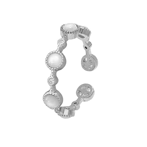 Damen Echtschmuck Ring Edelstahl Opalring für Frauen Mode Fingerschmuck verstellbare Öffnung Fingerring Ring Geschenk für Frauen Ringe Reinigen (Silver-b, One Size) von Reepetty