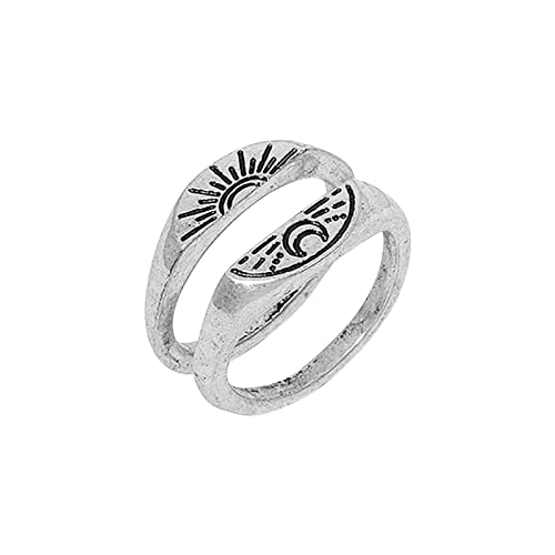 Damen Echtschmuck Ring Edelstahl Retro Mode Ring Hip Hop Street Shooting Persönlichkeit Design Ring Paare Ring Retio Ringe Schmuck Ringe Reinigen (Silver-a, One Size) von Reepetty