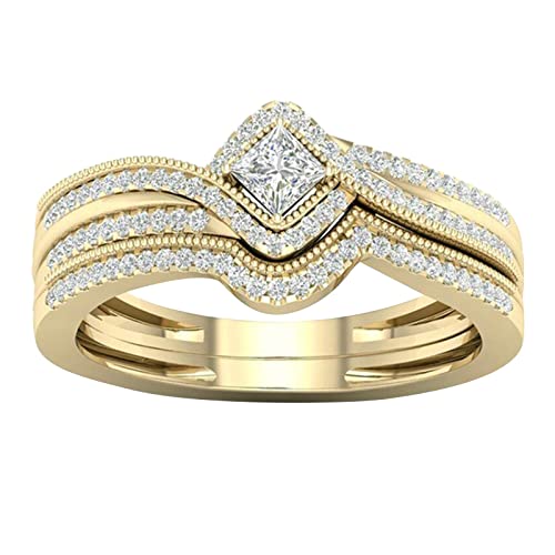 Damen Ringe Für Freundin Ring Micro Zirkon Schmuck Geschenke Ring Intarsien Damenringe Weingummi Ringe (Gold, 10) von Reepetty