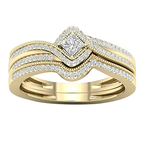 Damen Ringe Für Freundin Ring Micro Zirkon Schmuck Geschenke Ring Intarsien Damenringe Weingummi Ringe (Gold, 6) von Reepetty