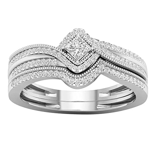Damen Ringe Für Freundin Ring Micro Zirkon Schmuck Geschenke Ring Intarsien Damenringe Weingummi Ringe (Silver, 8) von Reepetty