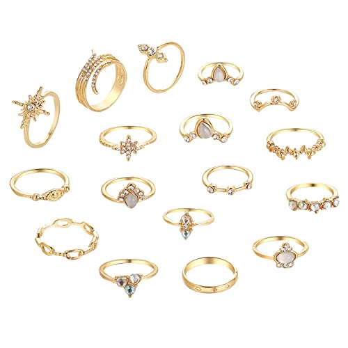 Damen Ringe mit Zirkonia Ringset 17 Woolly Idea Set Sechszackiger Sternring für Damen und Mädchen Damen Ringe (Gold #5, One Size) von Reepetty