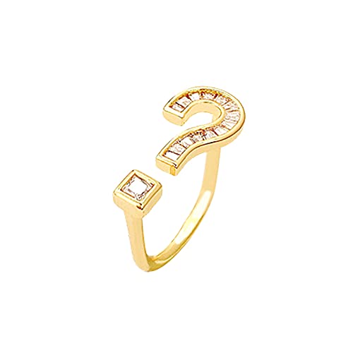 Damenring Fragezeichen Ring Weibliche Persönlichkeit Design Ring Weiblicher Zeigefinger Ring Der Ringe Kette Herren (Gold-D, One Size) von Reepetty