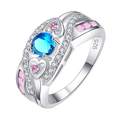 Der Ringe Kostüm Herren Mehrfarbiger Zirkonia-plattierter Silber- und Silberring Amethyst-Ring Paarring Bikini Mit Ringen (Blue, 9) von Reepetty