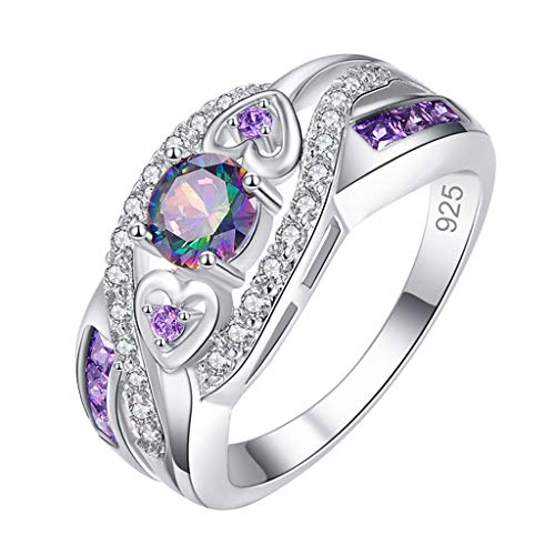 Der Ringe Kostüm Herren Mehrfarbiger Zirkonia-plattierter Silber- und Silberring Amethyst-Ring Paarring Bikini Mit Ringen (Multicolor, 9) von Reepetty