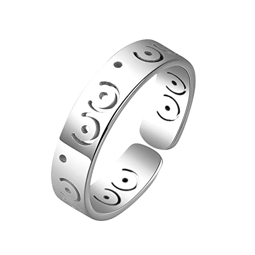 Dünne ene Ringe Stern Herz Ringe für Frauen Männer Splice offen verstellbare Paare Ringe Schmuck Geschenke Zubehör Versprechen Fingerringe Hochzeit Verlobungsbänder Ringelband Silber (H, One Size) von Reepetty