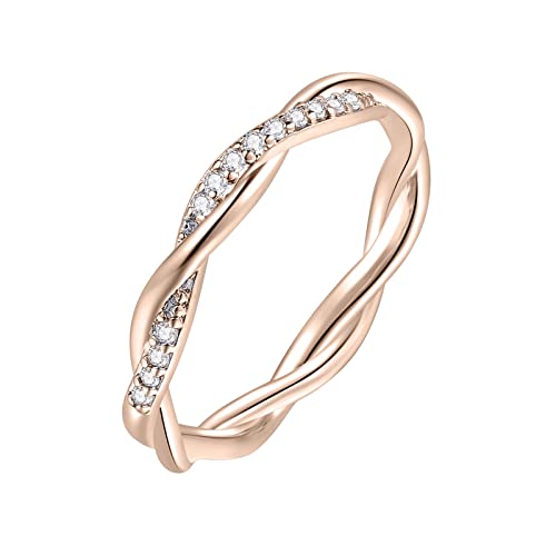 Gürtel Mit 2 Ringen Zirkonia Ringe Mujer Frauen Ringe Modische Ringe Mode Ring Kreuzgewickelter Für Frauen Anillos Weibliche Ringe Reifrock 3 Ringe (Rose Gold, 10) von Reepetty