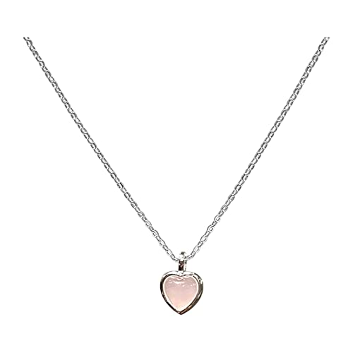 Halskette Endkappe Liebeskette Licht Luxus Design Sense Summer Sweet Pink Candy Herz Anhänger Cat Eye Clavicle Chain Rock Tennis Halskette (Silver-f, One Size) von Reepetty