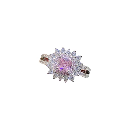 Reepetty Damen-Damenring Edelstahl Schmuck Hochzeit Verlobungsring Fancy Pink Diamond Verstellbarer Ring Ringe Basteln Schwarz (Gold-a, One Size) von Reepetty