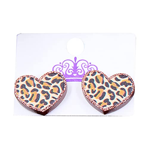 Reepetty Damen Edelstahl Ohrringe mit Perle Valentinstag Statement Ohrstecker Leopard Herz Ohrstecker Paar Acryl Schmuck Engelsflügel Ohrringe Stecker (J-Khaki, One Size) von Reepetty