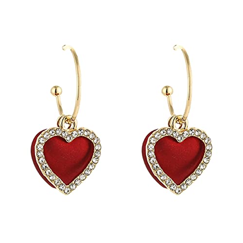 Reepetty Damen Ohrringe aus Stainless Steel Valentinsgruß-Geschenk-Liebes-Herz-rotes Herz-Kreis C Art Trend mit festlichen Ohrringen Ohrringen Ohrringen Wassermelonen Ohrringe Für (Gold-e, One Size) von Reepetty