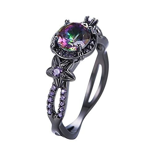 Reepetty Gürtel ene Ringe Color Diamond Black Mode Ring All-Lila Ring Ringe Teenager Mädchen Günstig Silber (Multi, 10) von Reepetty
