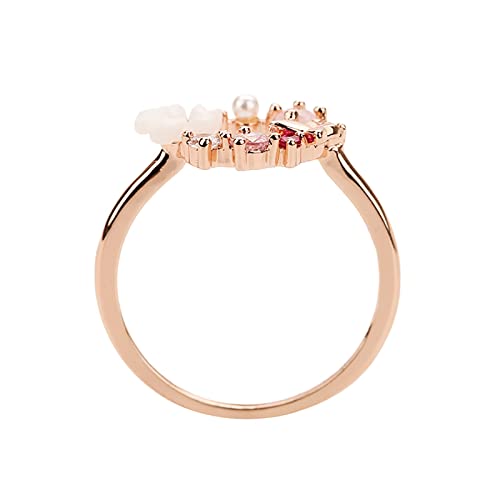 Reepetty Ring für Damen Schmetterlings-Blumen-Roségold-Ring, einfaches und zartes Design, geeignet für alle Gelegenheiten Silber Ringe Eheringe (7-Rose Gold, One Size) von Reepetty