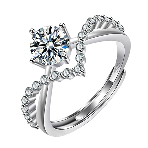 Reepetty Zirkonring Öffnung verstellbar Persönlichkeitsring einfacher Damenring Valentinstag Damen Echtschmuck Ring Edelstahl (F-Gold, One Size) von Reepetty