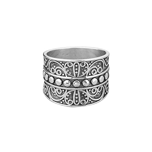 Ringe 2 Set Schmuck Vintage-Stil Rebenmuster Frauen Ringe Boho Sterling Silber Ringe Frauen Silber Ringe Maritim (Silver, 8) von Reepetty