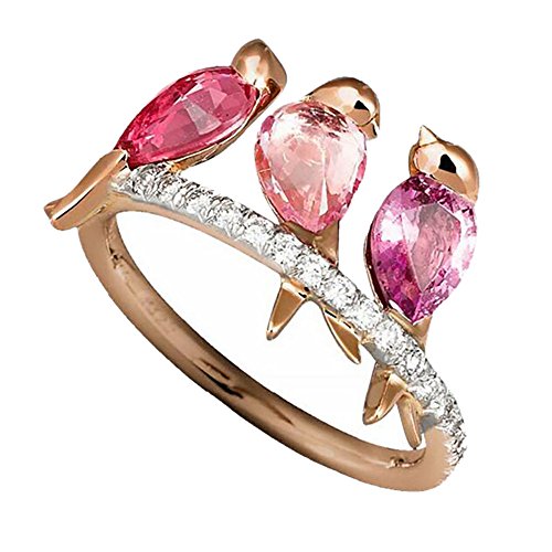 Ringe Herren Set Billig Tierschmuck für Männer und Frauen 3 Vögel Intarsien Ringe Wikinger (Rose Gold, RG8) von Reepetty