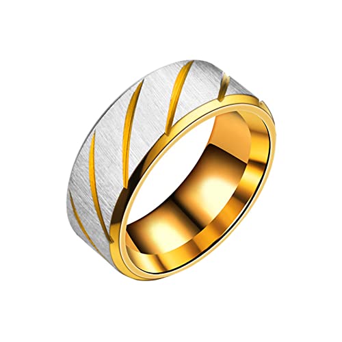 Ringe Orientalisch Ringkanten-Twill-Batch, doppelte horizontale, einfache Innenringe für Erwachsene, Sand Ringe Herren Silber (Gold, 10) von Reepetty