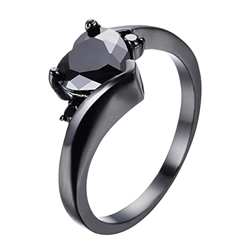 Ringe Putztuch Liebe geformte Frauen Herz Liebe Zirkonia Herzen Accessoires farbenfrohe Ringe Ringe Freundschaftsringe Gravur (Black, 10) von Reepetty