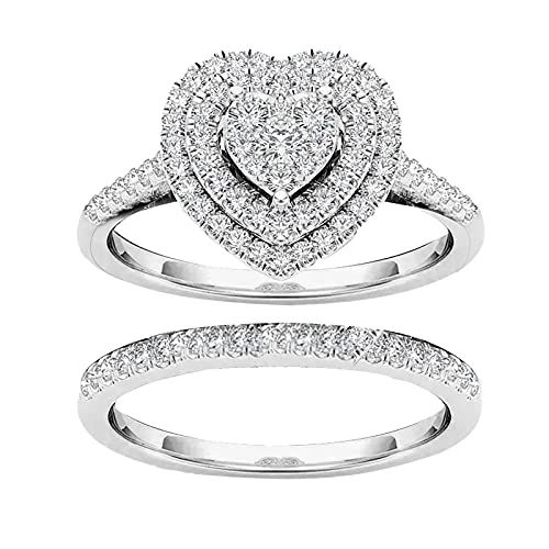 Ringelblumentee Bio Geformter Ring Hohlring voller Diamant Love Carving Mode Diamantenringe Lesezeichen Der Ringe (B, One Size) von Reepetty