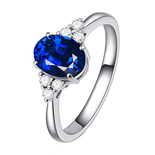 Ringelrose Set Damen Natürlicher Ring Rubinblut 18 Karat Vergoldete Gelbe Diamantringe Ringe Mit Ketten Für Finger (Blue, 7) von Reepetty