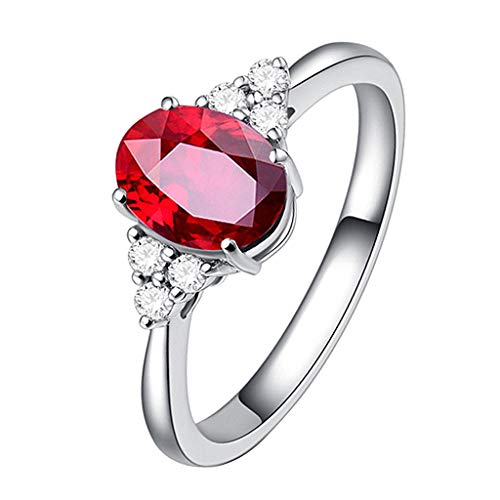 Ringelrose Set Damen Natürlicher Ring Rubinblut 18 Karat Vergoldete Gelbe Diamantringe Ringe Mit Ketten Für Finger (Red, 6) von Reepetty