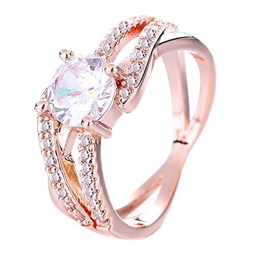 Ringen Kleidung Herren Neuer Ring weiblicher Zirkon-voller -Ring-Satz-Ring-Art- und Weisedoppelter Der Ringe Lampe (Rose Gold, 10) von Reepetty