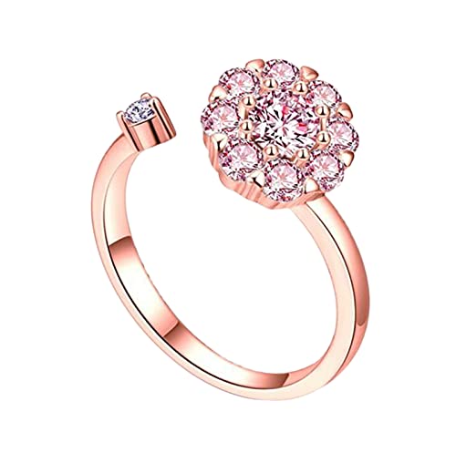 Wandtattoo Der Ringe Zirkonia Damen Stressabbau Glücksdiamant Rosa drehbarer Ring Ring Gute Ringe Gummi Ringe E Zigarette (Rose Gold, One Size) von Reepetty