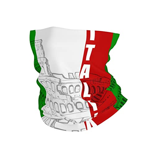 Italien Italienische Flagge Römisches Kolosseum, Bandana-Halsmanschette, weicher Gesichtsschutz, Halswärmer, Schlauch, halbe Gesichtsmaske, Schal, Sturmhaube von ReesEt