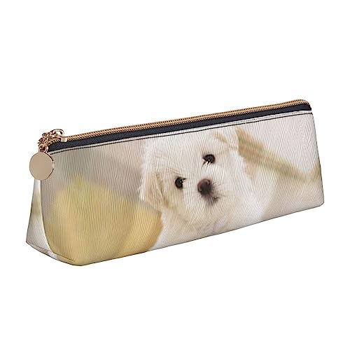 ReesEt West Highland White Terrier Bedruckt, Bleistiftbeutel, dreieckiges Stiftetui, tragbare Leder-Bleistifttasche mit Reißverschluss, Kosmetiktasche von ReesEt