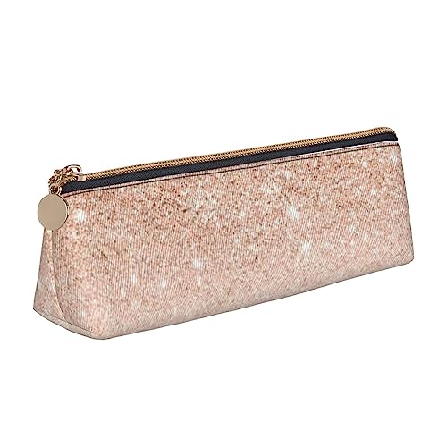 Rose Gold Faux Glitter Print Bleistift Beutel Dreieck Stift Fall tragbare Leder Bleistift Tasche mit Reißverschluss Kosmetiktasche Tasche von ReesEt