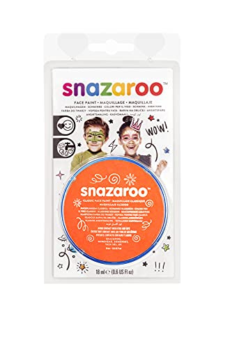Snazaroo 1119553 Schminkfarbe - Orange , 18ml Blister - hautfreundliche Gesichtschminke auf Wasserbasis, wasservermalbar, parabenfrei, Face & Bodypaint Farbe für Kinder & Erwachsene von Snazaroo