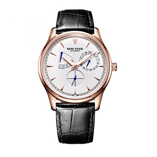 Reef Tiger Artist Serier RGA1980 Herren-Armbanduhr mit zwei Fenstern, Gangreserve Zifferblatt, automatisch, selbstaufziehend, mechanisch 41mm*10mm (Diameter*Thickness) P7 von Refe Tiger