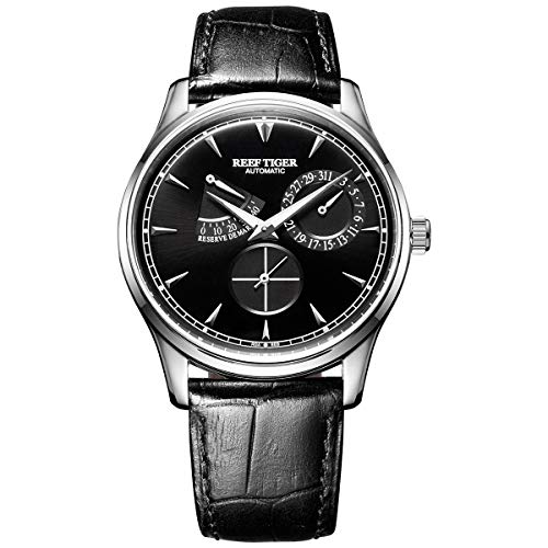 Reef Tiger Artist Serier RGA1980 Herren-Armbanduhr mit zwei Fenstern, Gangreserve Zifferblatt, automatisch, selbstaufziehend, mechanisch 41mm*10mm (Diameter*Thickness) P8 von Refe Tiger