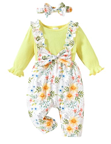 Refein Baby Mädchen Halloween Kleidung Rüschenärmel Strampler Body Blumenschleife Jumpsuit Onesie Outfit Set 12-18 Monate von Refein
