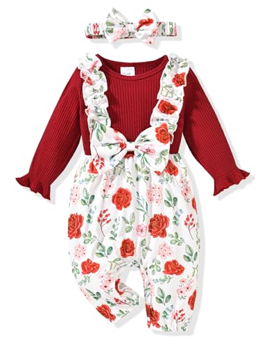 Refein Baby Mädchen Halloween Kleidung Rüschenärmel Strampler Body Blumenschleife Jumpsuit Onesie Outfit Set 12-18 Monate von Refein