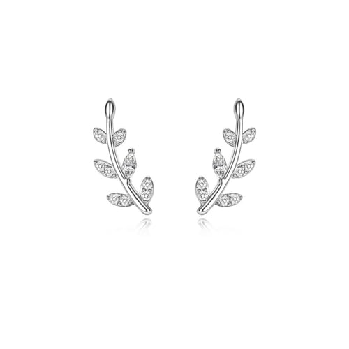 Reffeer 925 Sterling Silber Blatt-Ohrstecker für Damen und Mädchen, kleine Ohrstecker (A-Silver) von Reffeer