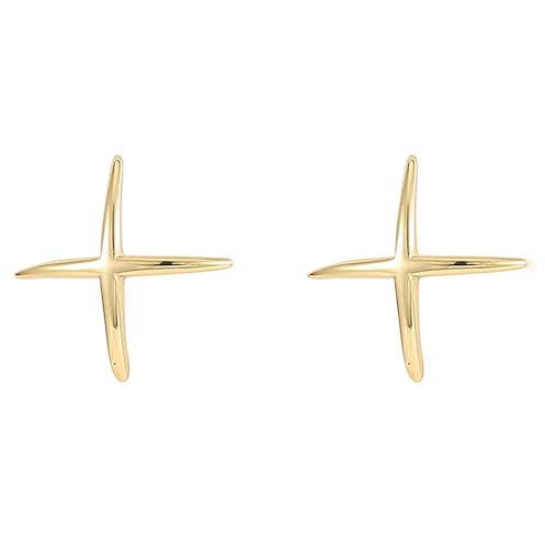 Reffeer 925 Sterling Silber Buchstabe X Ohrstecker für Damen - Piercing Ohrringe (B-Gelb) von Reffeer