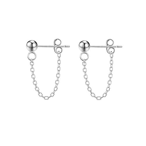 Reffeer 925 Sterling Silber Kugelkette Ohrstecker baumeln für Damen Ohrringe Kette Tropfen Ohrringe Ohrstecker (A-Silber) von Reffeer