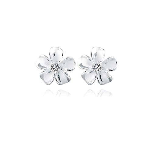 Reffeer 925 Sterling Silber Plumeria-Blumen-Ohrringe für Damen und Mädchen, Blumen-Ohrstecker, hübsche Ohrringe (A-Silver) von Reffeer