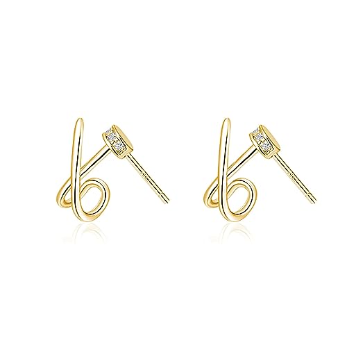 Reffeer Massive 925 Sterling Silber Buchstabe X Manschettenohrringe für Frauen Ohrringe CZ X Wickelohrringe Piercing Ohrstecker (B-Gelb) von Reffeer