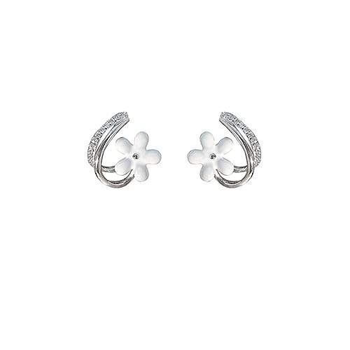 Reffeer Massive 925 Sterling Silber Gänseblümchen-Blumen-Cuff-Huggie-Ohrstecker für Frauen und Mädchen, Manschetten-Piercing-Ohrstecker (A-Silber) von Reffeer