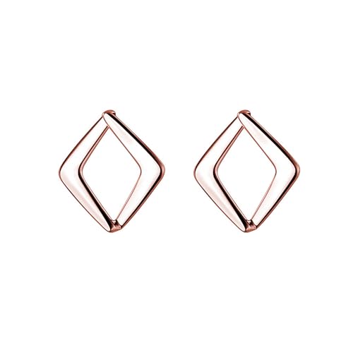 Reffeer Massive 925 Sterling Silber Hohl Ohrstecker für Frauen Ohrringe Quadratische Ohrringe Offene Ohrstecker (C-Roségold) von Reffeer