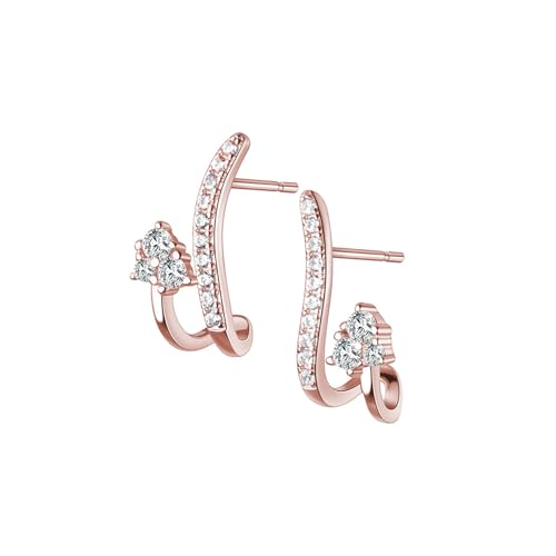 Reffeer Massives 925 Sterling Silber CZ Crawler Ohrringe Manschette für Frauen Ohrringe CZ Wrap Ohrstecker Hypoallergen (C-Roségold) von Reffeer
