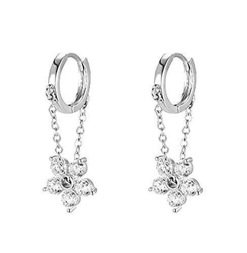 Reffeer 925 Sterling Silber Blumen Creolen für Frauen Blumen Ohrringe Tropfen (A-Silver) von Reffeer