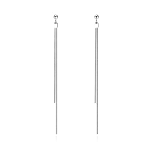 Reffeer Solide 925 Sterling Silber Quaste Kette Baumeln Ohrringe für Damen - Lange Baumeln Tropfen Ohrringe in Silber von Reffeer