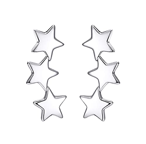 Reffeer Solide 925 Sterling Silber Star Crawler Ohrringe Wrap für Frauen Ohrringe Stern Climber Ohrringe Piercings Manschettenstecker (A-Silber) von Reffeer