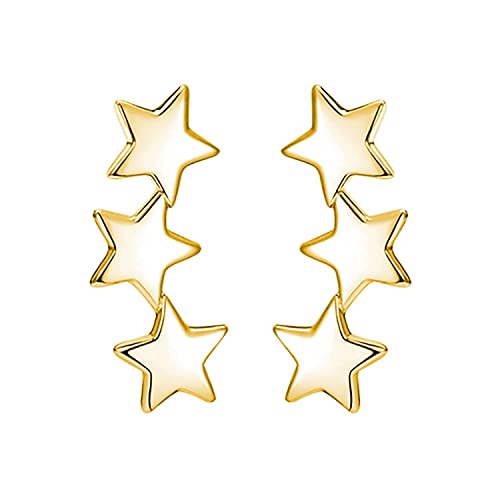 Reffeer Solide 925 Sterling Silber Star Crawler Ohrringe Wrap für Frauen Ohrringe Star Climber Ohrringe Piercings Manschettenstecker (B-Gelb) von Reffeer