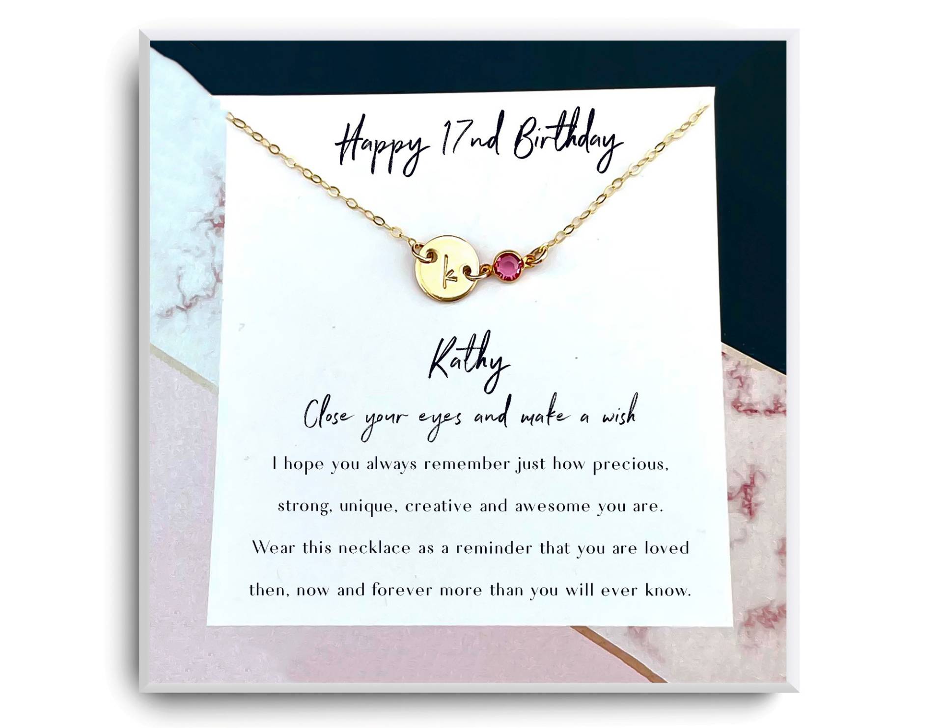 17. Geburtstag Mädchen - Goldene Geburtstagsgeschenk Halskette Schmuck Geschenk Für 17-Jährige Botschaftskarte Sie, Tochter von ReflectionOfMemories