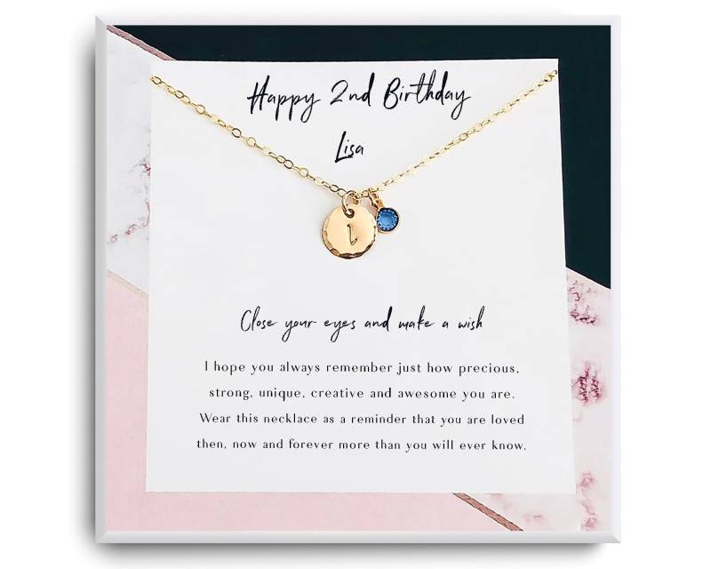 2. Geburtstag Mädchen - Happy 2nd Birthday Geschenk Second Halskette Für 2-Jähriges Goldenes Geburtstagsgeschenk Sie Custom von ReflectionOfMemories